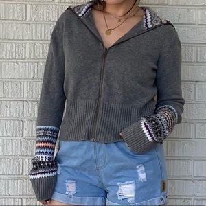Womans L Classic Blues Zip Up Jacket with patterned flap. ORIGINALLY $50